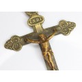 vechi crucifix "Notre-Dame de Lourdes" alama & bronz. cca `1900 Franta
